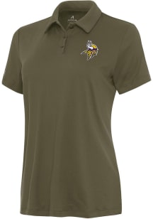 Antigua Minnesota Vikings Womens Olive Reprocess Recycled Short Sleeve Polo Shirt