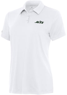 Antigua New York Jets Womens White Reprocess Recycled Short Sleeve Polo Shirt