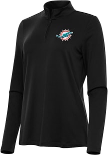 Antigua Miami Dolphins Womens Black Reprocess Recycled Qtr Zip