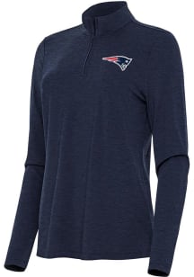 Antigua New England Patriots Womens Navy Blue Bright Qtr Zip