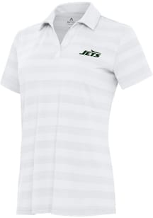 Antigua New York Jets Womens White Tunnel Short Sleeve Polo Shirt