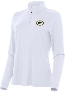 Antigua Green Bay Packers Womens White Intent Qtr Zip