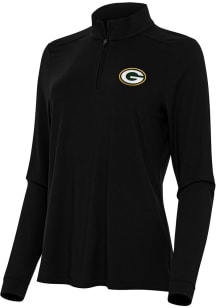 Antigua Green Bay Packers Womens Black Intent Qtr Zip Pullover