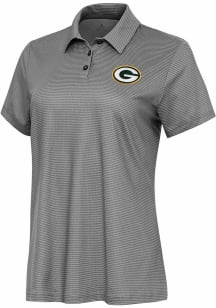 Antigua Green Bay Packers Womens White Rings Short Sleeve Polo Shirt