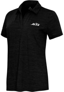 Antigua New York Jets Womens Black Layout Short Sleeve Polo Shirt