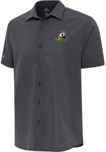Antigua Oregon Ducks Mens Black Activate Short Sleeve Dress Shirt