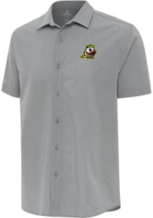 Antigua Oregon Ducks Mens Grey Activate Short Sleeve Dress Shirt