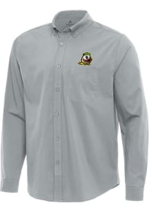 Antigua Oregon Ducks Mens Grey Flight Long Sleeve Dress Shirt