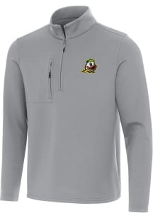 Antigua Oregon Ducks Mens Grey Insider Long Sleeve Qtr Zip Pullover