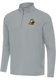 Antigua Oregon Ducks Mens Grey Intent Long Sleeve Qtr Zip Pullover