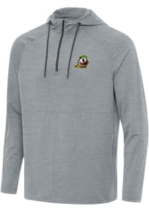 Antigua Oregon Ducks Mens Grey Spikes Long Sleeve Qtr Zip Pullover