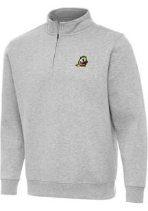 Antigua Oregon Ducks Mens Grey Victory Long Sleeve Qtr Zip Pullover