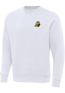 Antigua Oregon Ducks Mens White Victory Long Sleeve Crew Sweatshirt