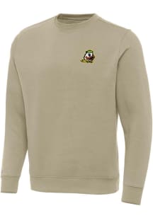 Antigua Oregon Ducks Mens Khaki Victory Long Sleeve Crew Sweatshirt