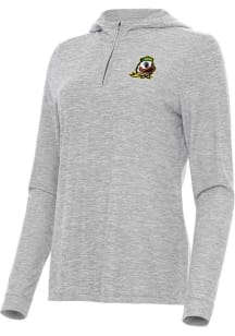 Antigua Oregon Ducks Womens Grey Daybreak Qtr Zip