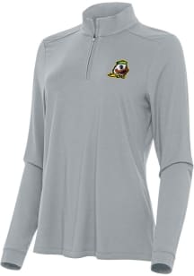 Antigua Oregon Ducks Womens Grey Intent Qtr Zip