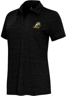 Antigua Oregon Ducks Womens Black Layout Short Sleeve Polo Shirt