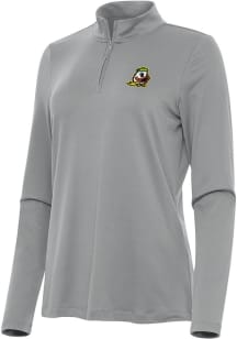 Antigua Oregon Ducks Womens Grey Reprocess Recycled Qtr Zip