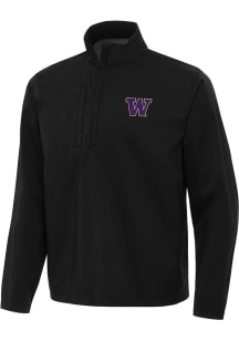 Antigua Washington Huskies Mens Black Brisk Long Sleeve Qtr Zip Pullover