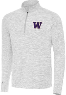Antigua Washington Huskies Mens Grey Cause Long Sleeve Qtr Zip Pullover