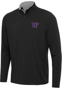Antigua Washington Huskies Mens Black Content Long Sleeve Qtr Zip Pullover