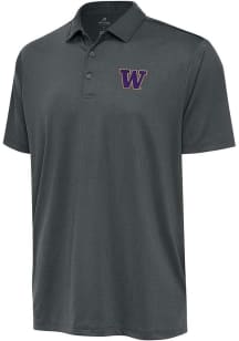 Antigua Washington Huskies Mens Grey Ellipse Short Sleeve Polo