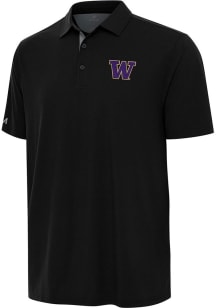 Antigua Washington Huskies Mens Black Era Short Sleeve Polo