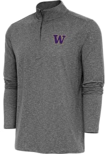 Antigua Washington Huskies Mens Black Hunk Long Sleeve Qtr Zip Pullover