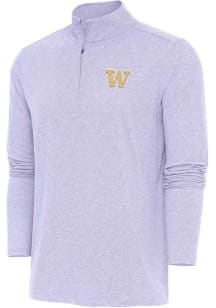 Antigua Washington Huskies Mens Lavender Hunk Long Sleeve Qtr Zip Pullover