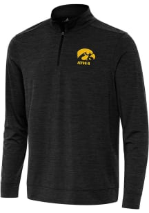 Antigua Iowa Hawkeyes Mens Black Bright Long Sleeve Qtr Zip Pullover