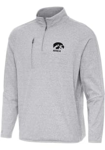 Antigua Iowa Hawkeyes Mens Grey Certain Long Sleeve Qtr Zip Pullover