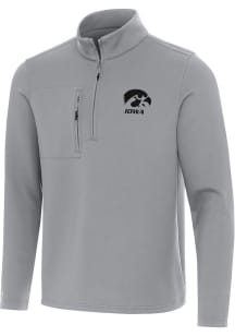 Antigua Iowa Hawkeyes Mens Grey Insider Long Sleeve Qtr Zip Pullover