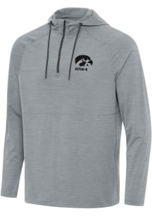 Antigua Iowa Hawkeyes Mens Grey Spikes Long Sleeve Qtr Zip Pullover