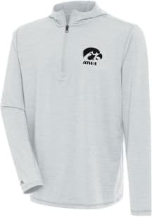 Antigua Iowa Hawkeyes Mens Grey Tidy Long Sleeve Qtr Zip Pullover
