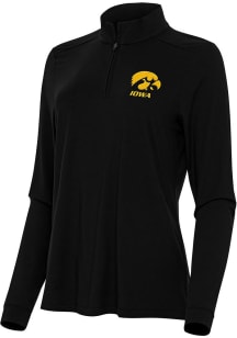 Antigua Iowa Hawkeyes Womens Black Intent Qtr Zip Pullover