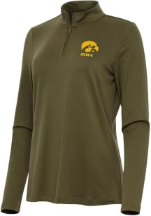 Antigua Iowa Hawkeyes Womens Olive Reprocess Recycled Qtr Zip