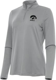 Antigua Iowa Hawkeyes Womens Grey Reprocess Recycled Qtr Zip