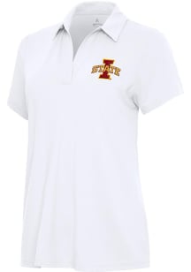 Antigua Iowa State Cyclones Womens White Era Short Sleeve Polo Shirt