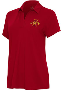 Antigua Iowa State Cyclones Womens Red Era Short Sleeve Polo Shirt
