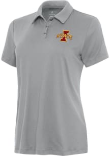 Antigua Iowa State Cyclones Womens Grey Reprocess Recycled Short Sleeve Polo Shirt
