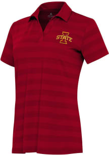 Antigua Iowa State Cyclones Womens Red Tunnel Short Sleeve Polo Shirt