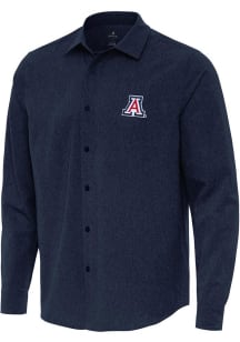 Antigua Arizona Wildcats Mens Navy Blue Exposure Long Sleeve Dress Shirt
