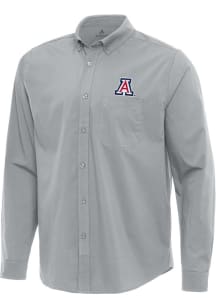 Antigua Arizona Wildcats Mens Grey Flight Long Sleeve Dress Shirt