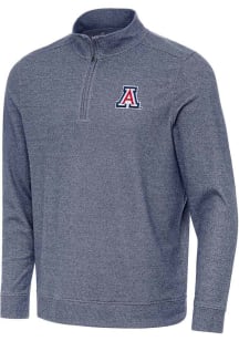 Antigua Arizona Wildcats Mens Navy Blue Subtle Long Sleeve Qtr Zip Pullover