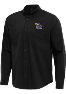 Antigua Kansas Jayhawks Mens Black Flight Long Sleeve Dress Shirt