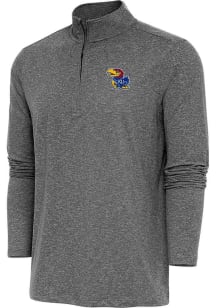 Antigua Kansas Jayhawks Mens Black Hunk Long Sleeve Qtr Zip Pullover