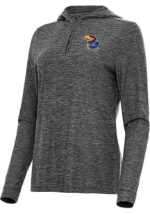 Antigua Kansas Jayhawks Womens Black Daybreak Qtr Zip Pullover