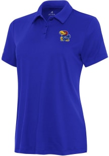 Antigua Kansas Jayhawks Womens Blue Reprocess Recycled Short Sleeve Polo Shirt