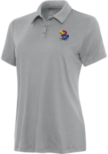 Antigua Kansas Jayhawks Womens Grey Reprocess Recycled Short Sleeve Polo Shirt