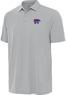 Antigua K-State Wildcats Mens Grey Era Short Sleeve Polo